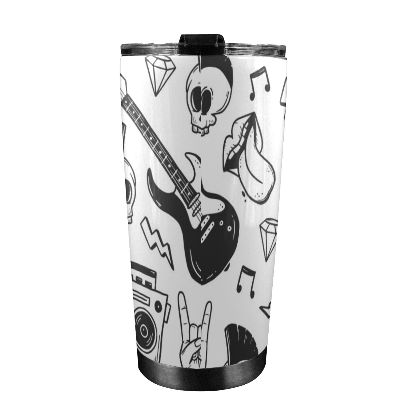 Rock Music - 20oz Mobile Tumbler with Lid (Black Lock) 20oz Travel Mug Music Printed Offshore