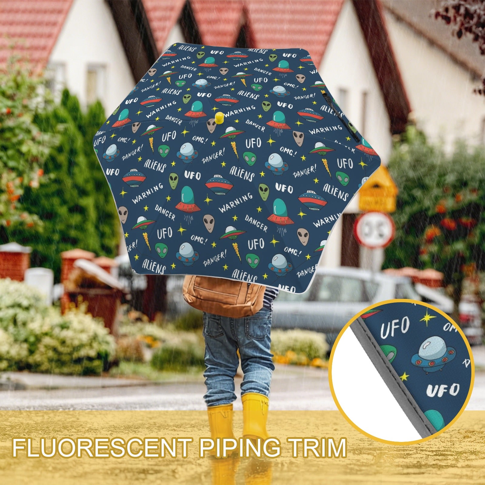 UFO's And Aliens Kids Safe Round Corner Umbrella Kids Safe Round Corner Umbrella Printed Offshore Sci Fi