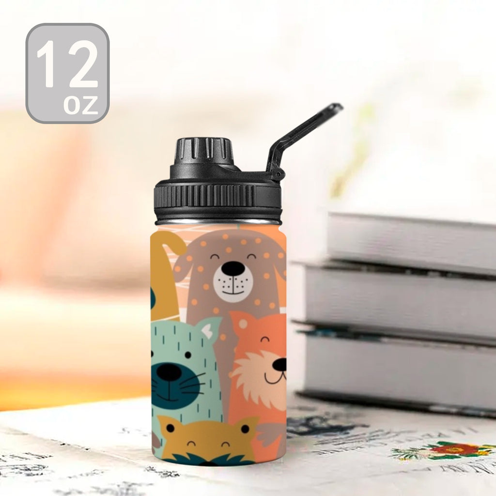 Lots Of Dogs - Kids Water Bottle with Chug Lid (12 oz) Kids Water Bottle with Chug Lid animal Printed Offshore