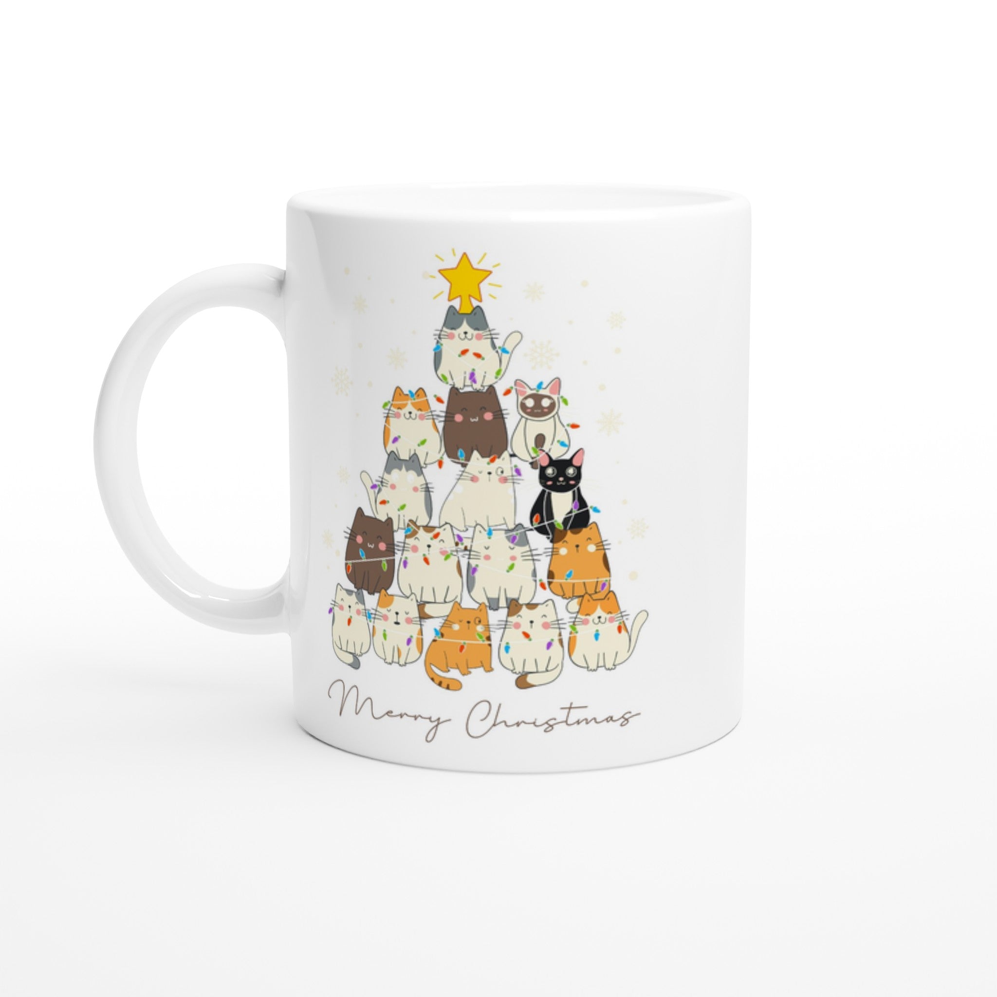 Cats Merry Christmas - White 11oz Ceramic Mug Default Title Christmas Mug Christmas Globally Fulfilled