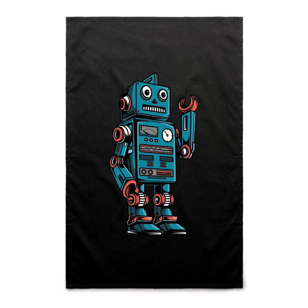 Robot - AS Colour Tea Towel Black One Size Tea Towel Printed In Australia Sci Fi