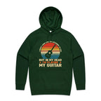 In My Head I'm Playing My Guitar - Mens Hoodie Forest Green Mens Hoodie Music Printed In Australia