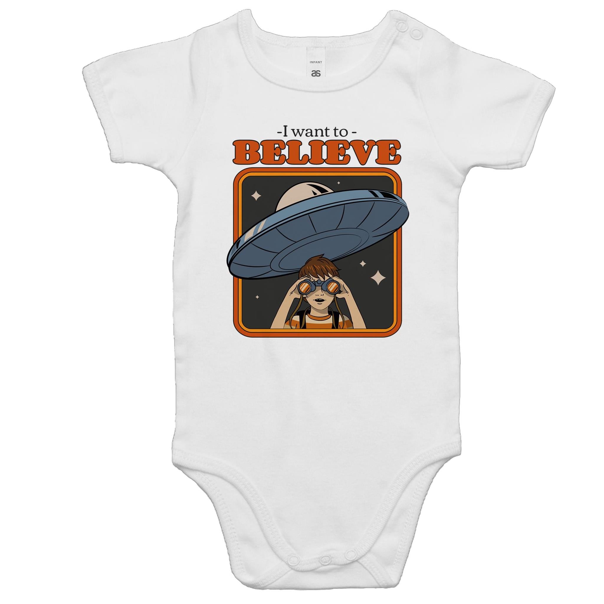 I Want To Believe - Baby Bodysuit White Baby Bodysuit Printed In Australia