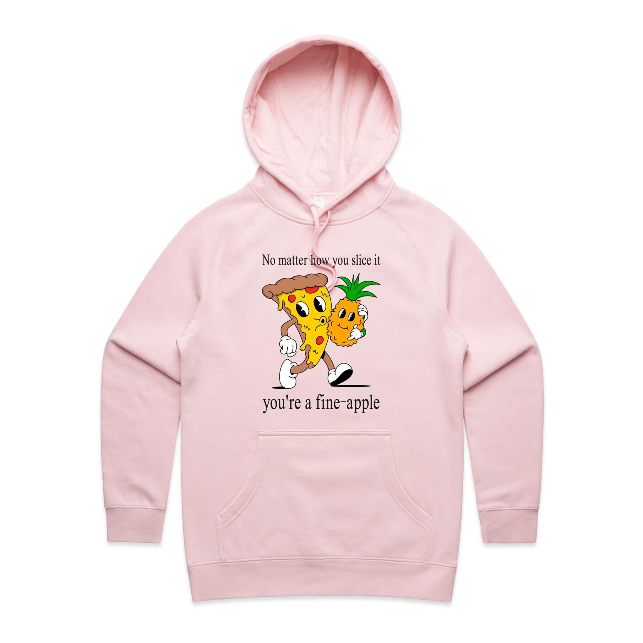 Pineapple Pizza - Womens Hoodie Pink Womens Hoodie Food Printed In Australia