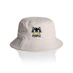 Ew People, Black Cat - AS Colour Bucket Hat Bone One Size As Colour Bucket Hat animal Printed In Australia