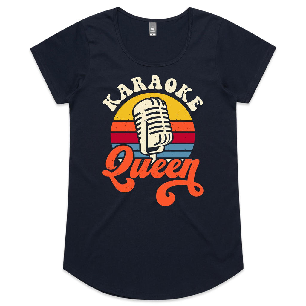 Karaoke Queen - Womens Scoop Neck T-Shirt Navy Womens Scoop Neck T-shirt Music Printed In Australia