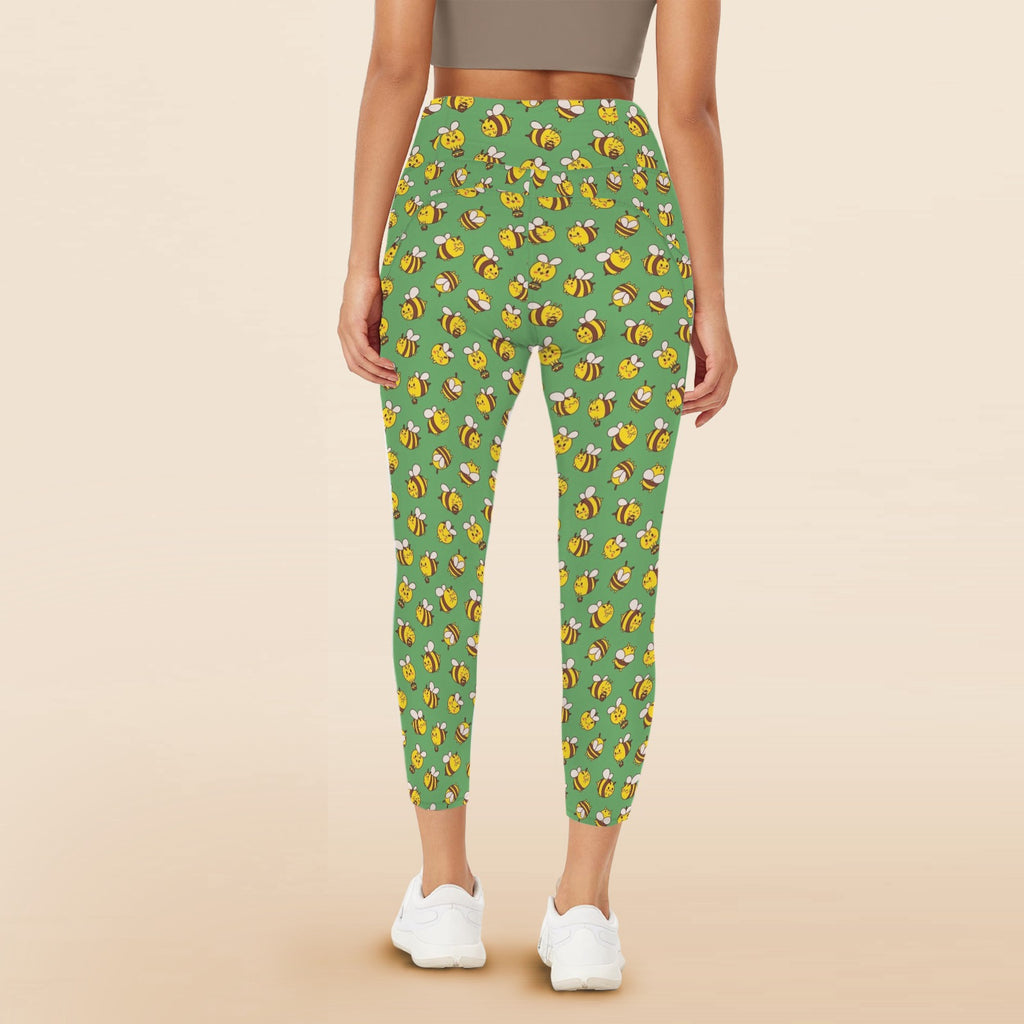 Busy Bees Women's High Waist Pockets Yoga Leggings