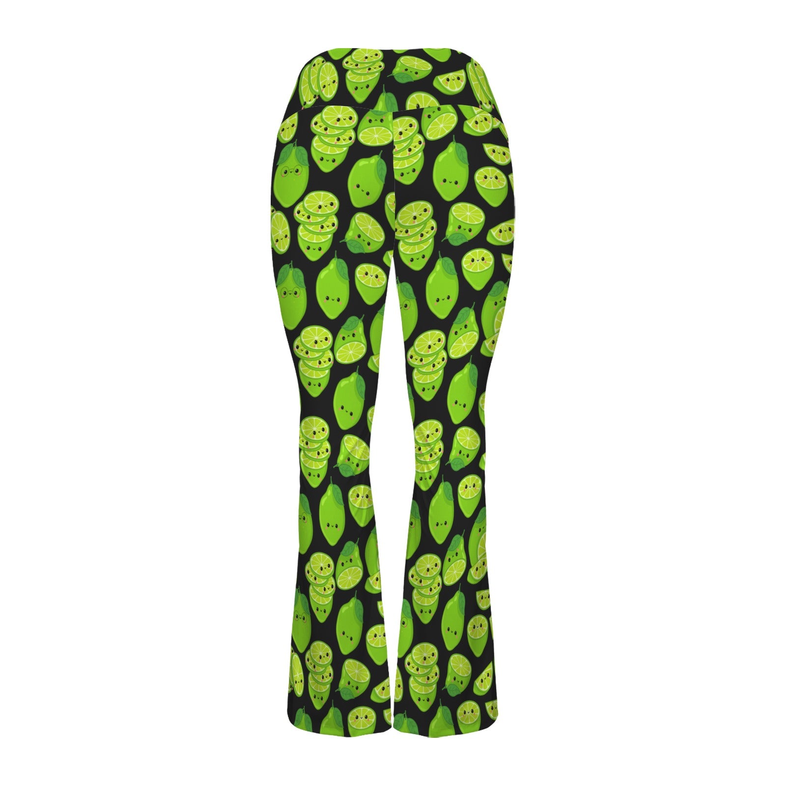 Cute Limes High Waist Crossover Tummy Control Flare Leggings High Waist Flare Leggings Food Printed Offshore