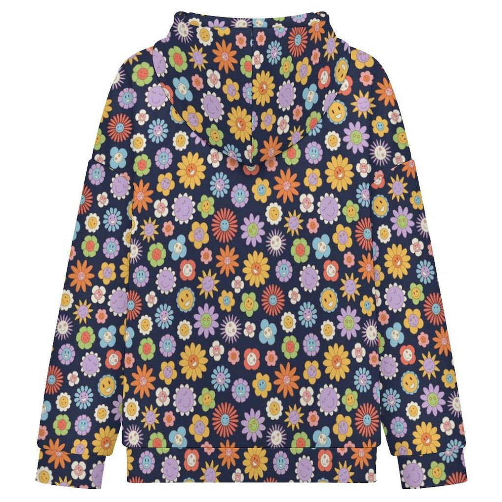 Groovy Flowers Women's Full-Zip Hoodie