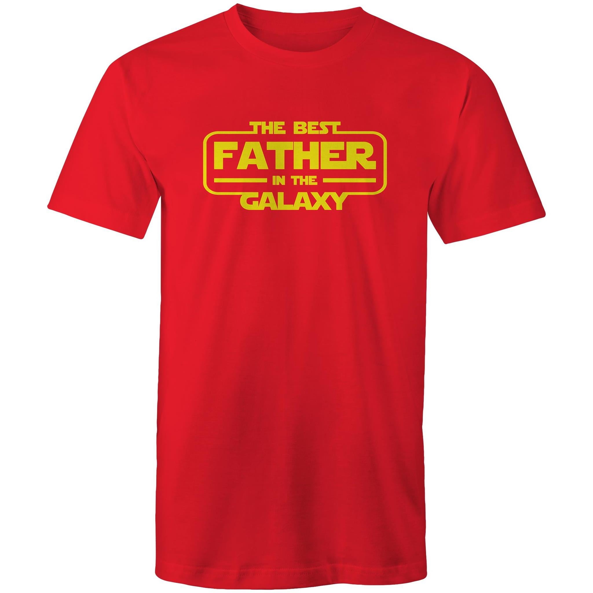 The Best Father In The Galaxy - Mens T-Shirt Red Mens T-shirt Dad Printed In Australia
