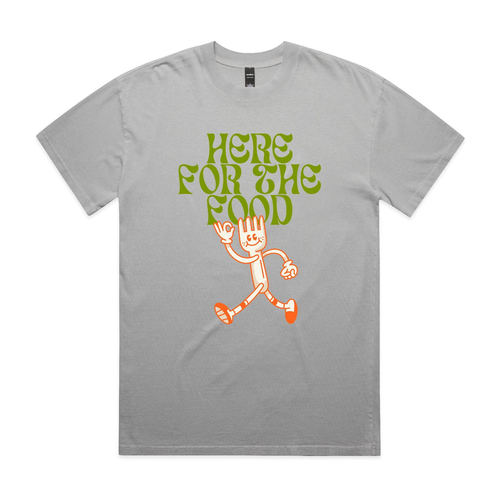 Here For The Food AS Colour Heavy Faded Tee Unisex Faded storm Heavy Faded T-shirt Food Printed In Australia
