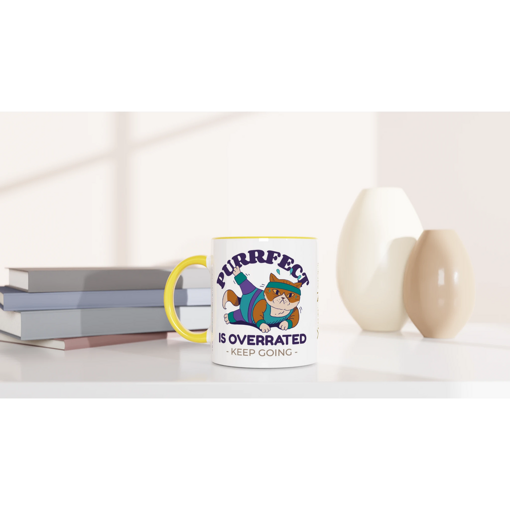 Personalised - Purrfect Is Overrated - White 11oz Ceramic Mug with Colour Inside Personalised 11oz Mug animal customise Fitness Globally Fulfilled personalise