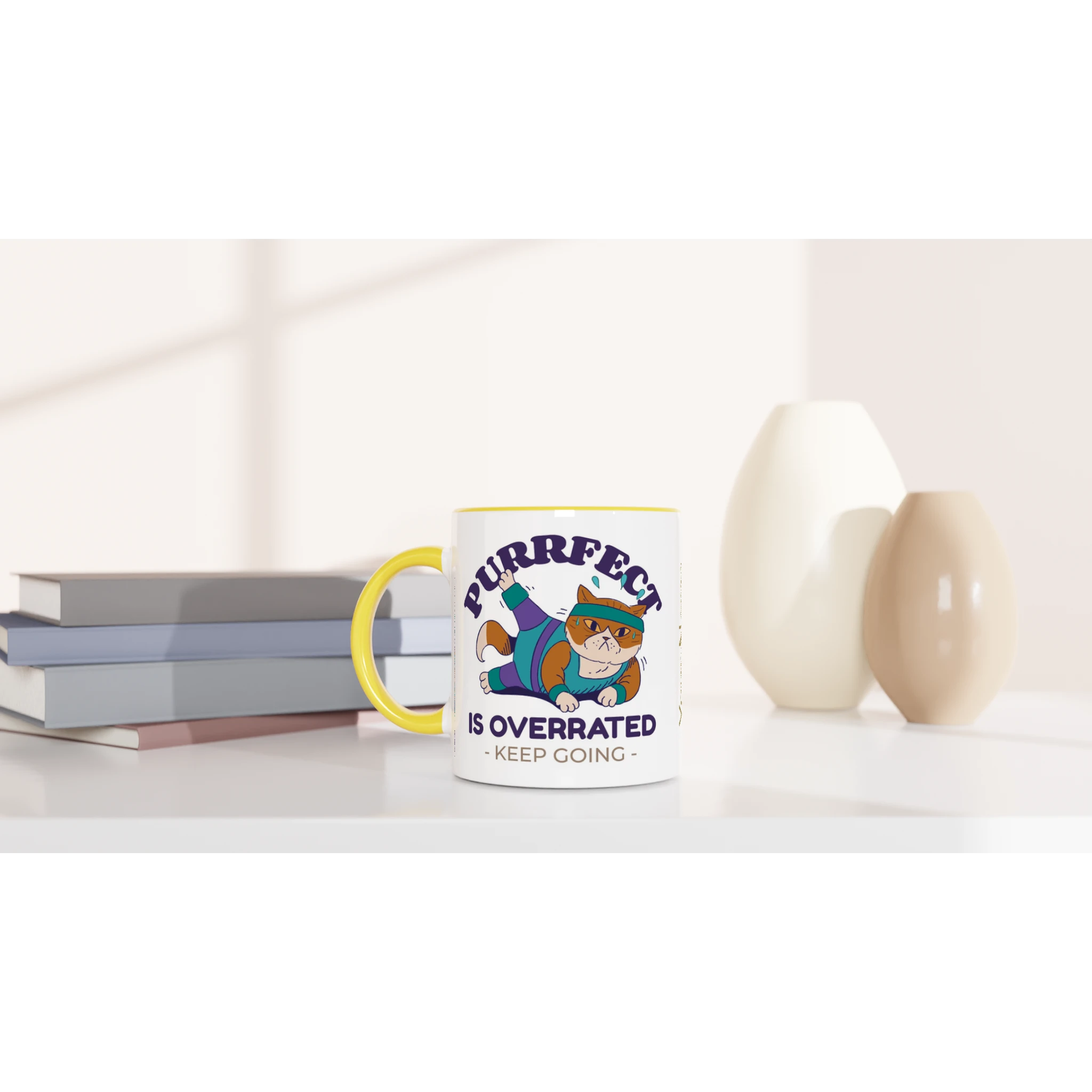 Personalised - Purrfect Is Overrated - White 11oz Ceramic Mug with Colour Inside Personalised 11oz Mug animal customise Fitness Globally Fulfilled personalise