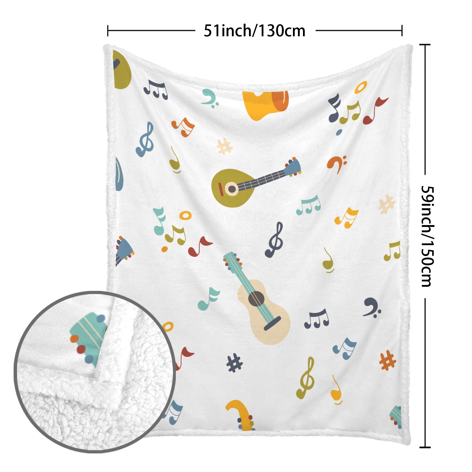 Music Time - Double-Layer Fleece Blanket 51"x59"