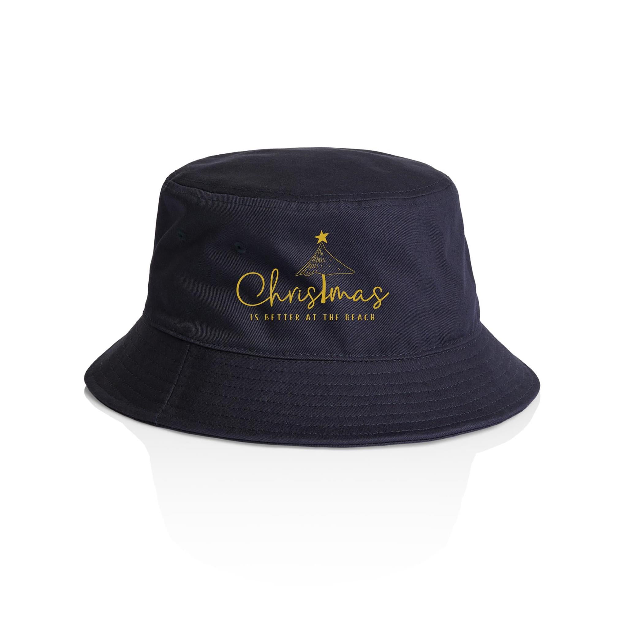 Christmas Is Better At The Beach - Christmas AS Colour Bucket Hat Navy One Size Christmas Bucket Hat Christmas Printed In Australia