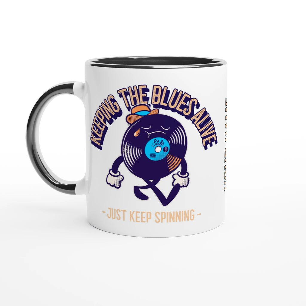 Personalise - Keeping The Blues Alive - White 11oz Ceramic Mug Ceramic Black Personalised Mug customise Globally Fulfilled Music personalise