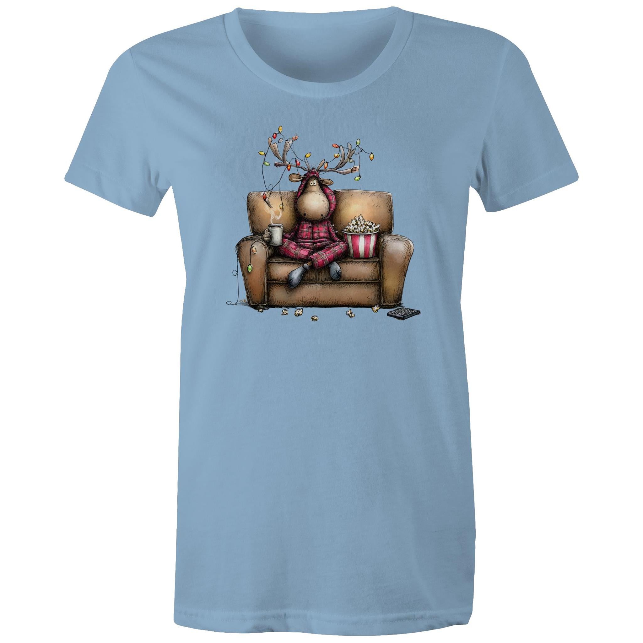 Reindeer, Christmas Movies Watching T-shirt - Womens T-shirt