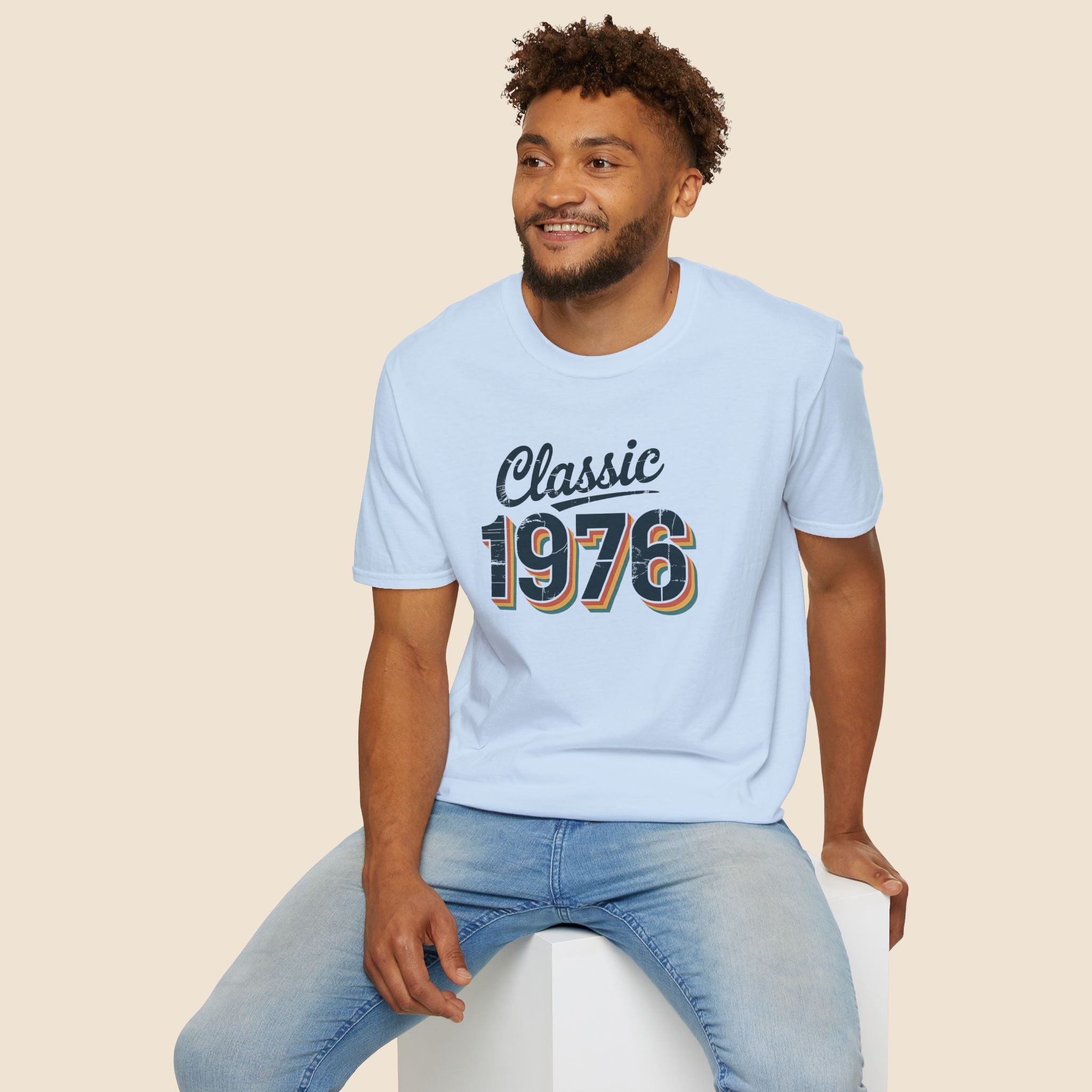 Turning 50, Classic 1976 Unisex Softstyle T-Shirt Light Blue T-Shirt Australian Printer Birthday