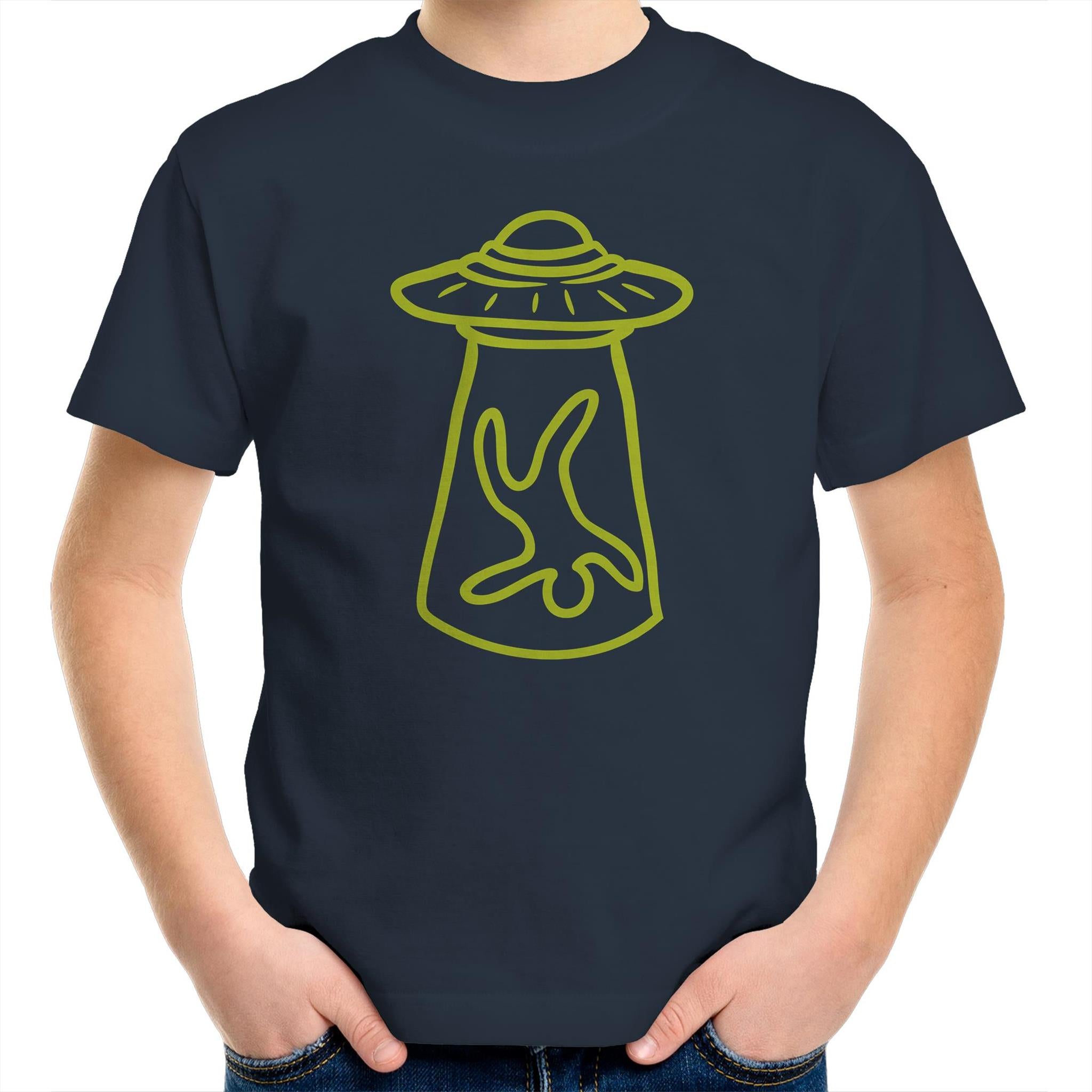 Alien Abduction - Kids Youth T-Shirt Navy Kids Youth T-shirt Printed In Australia Sci Fi