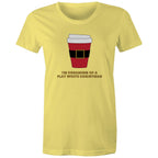 I'm Dreaming Of A Flat White Christmas, Coffee - Womens T-shirt Yellow Womens Christmas T-shirt Christmas Printed In Australia