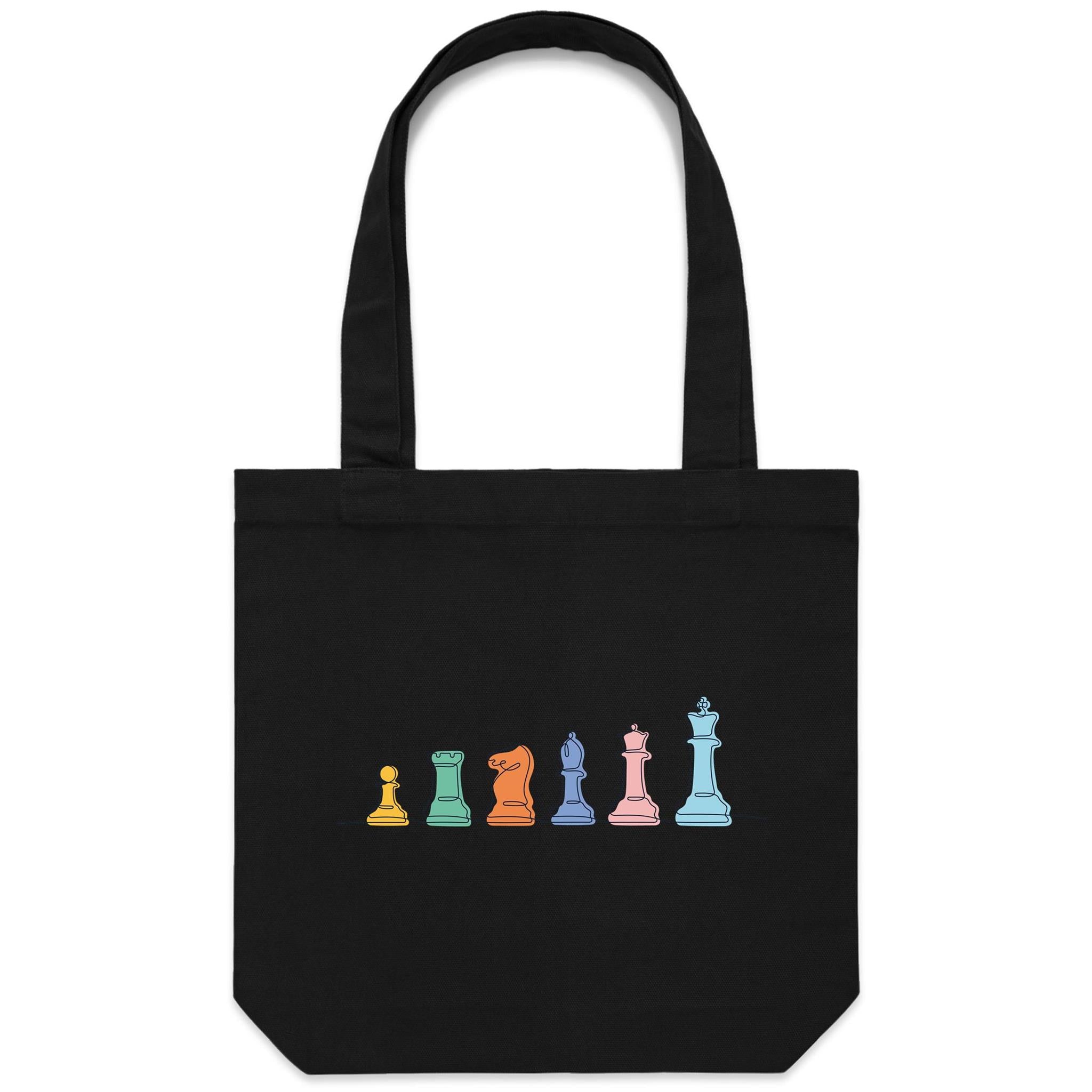 Chess - Canvas Tote Bag Black One Size Tote Bag Printed In Australia