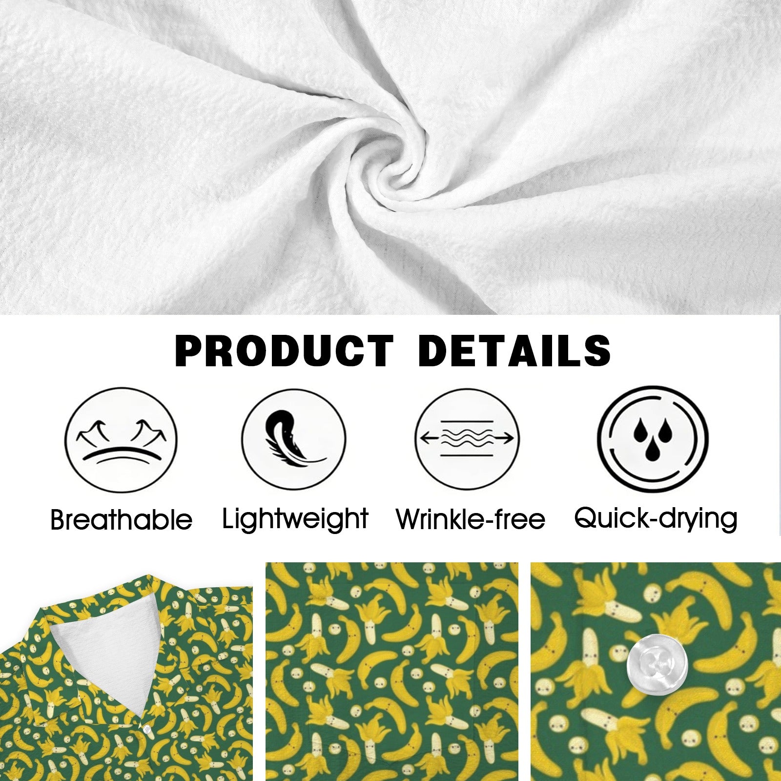 Happy Bananas Men's Crinkle Hawaiian Shirt