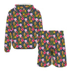 Tropical Floral Men's Lightweight Sun Hoodie & Shorts Set Men's Lightweight Sun Hoodie & Shorts Plants Printed Offshore