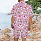 Fast Food Men's Hawaiian Shirt & Shorts Set Men's Hawaiian Shirt & Shorts Set Food Printed Offshore