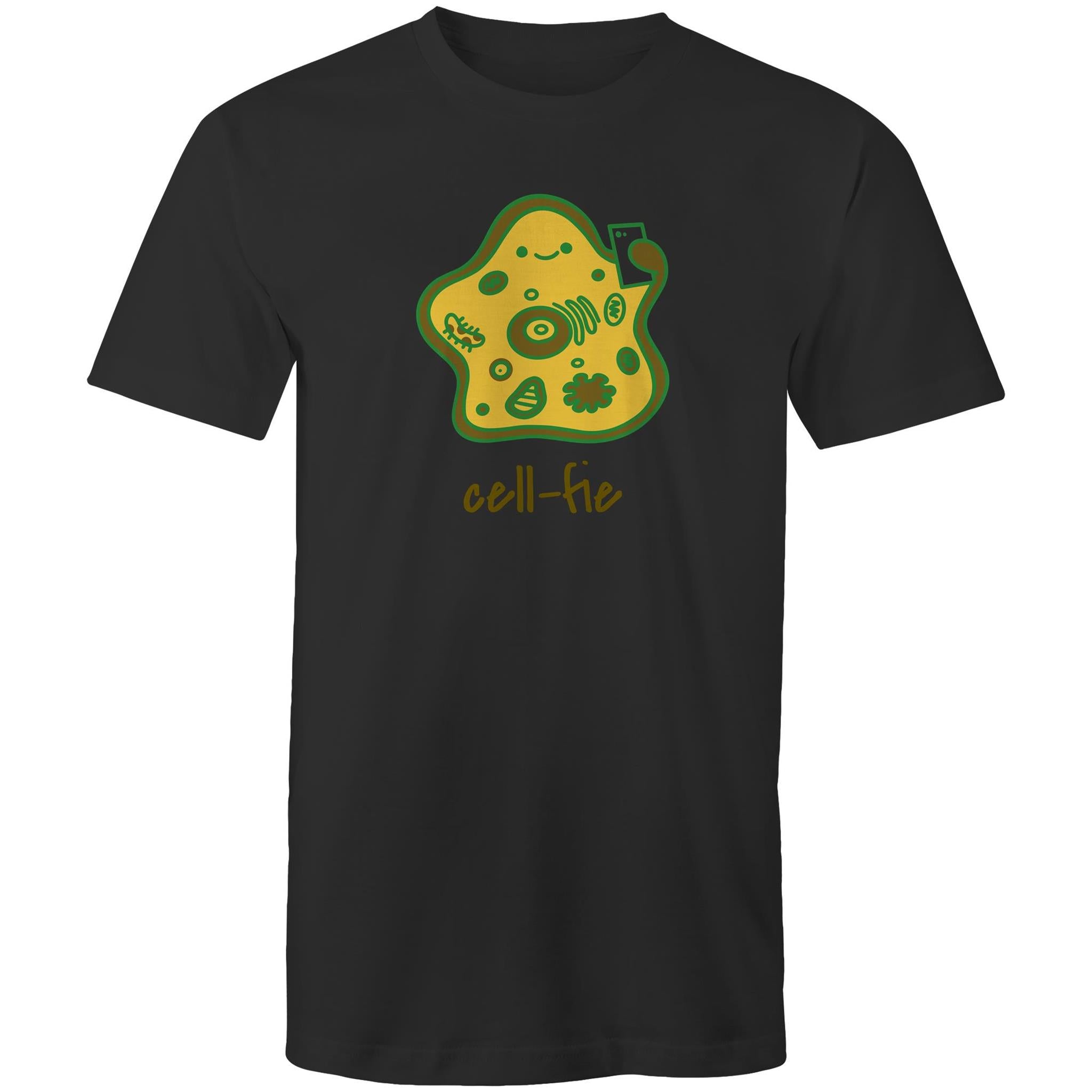 Cell-fie, Cell, Selfie - Mens T-Shirt Black Mens T-shirt Printed In Australia Science