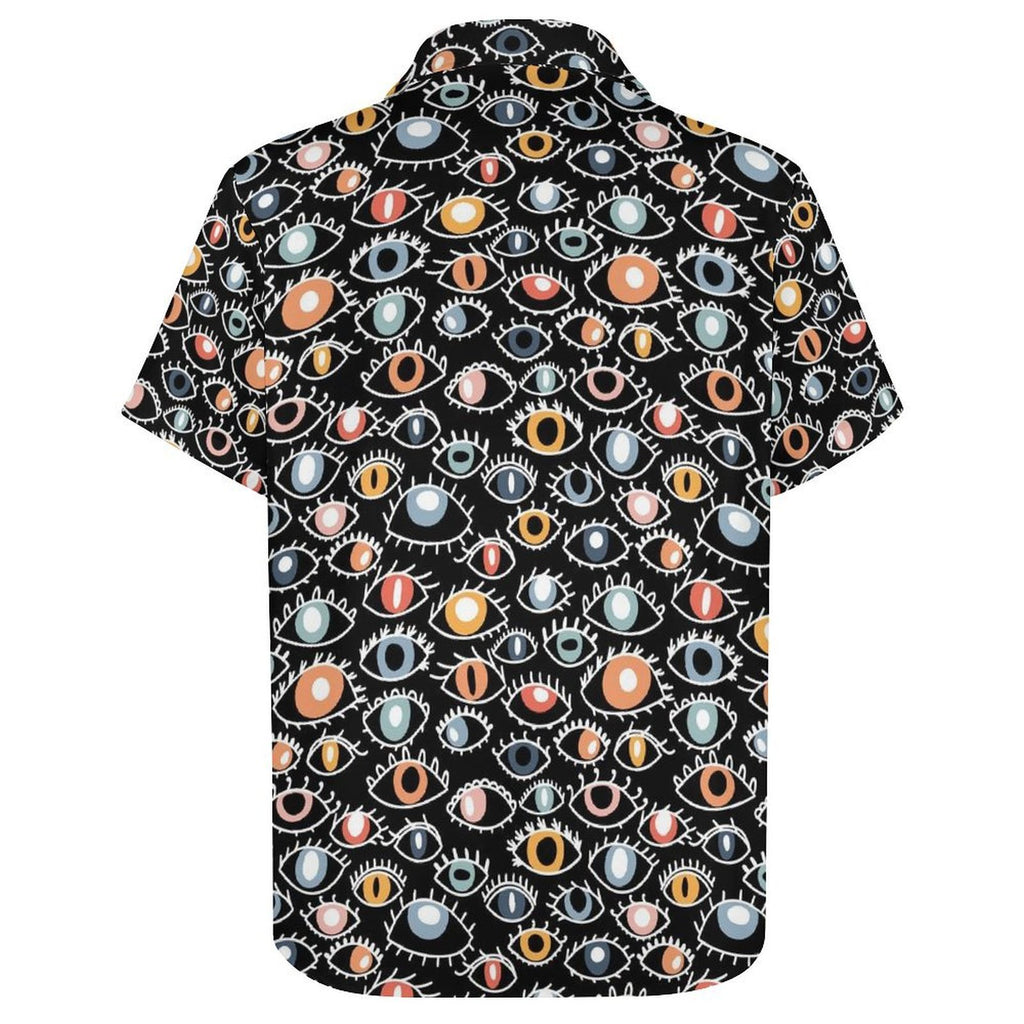 Eyes On Black - Women's Short-Sleeve Button Up Shirt