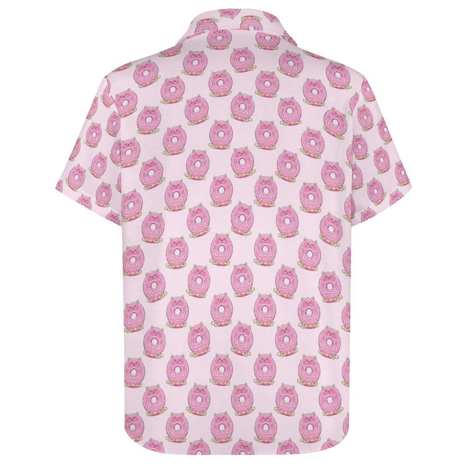 Cat Doughnuts Women's Short-Sleeve Button Up Shirt Women's Short-Sleeve Button Up Shirt animal Food Printed Offshore