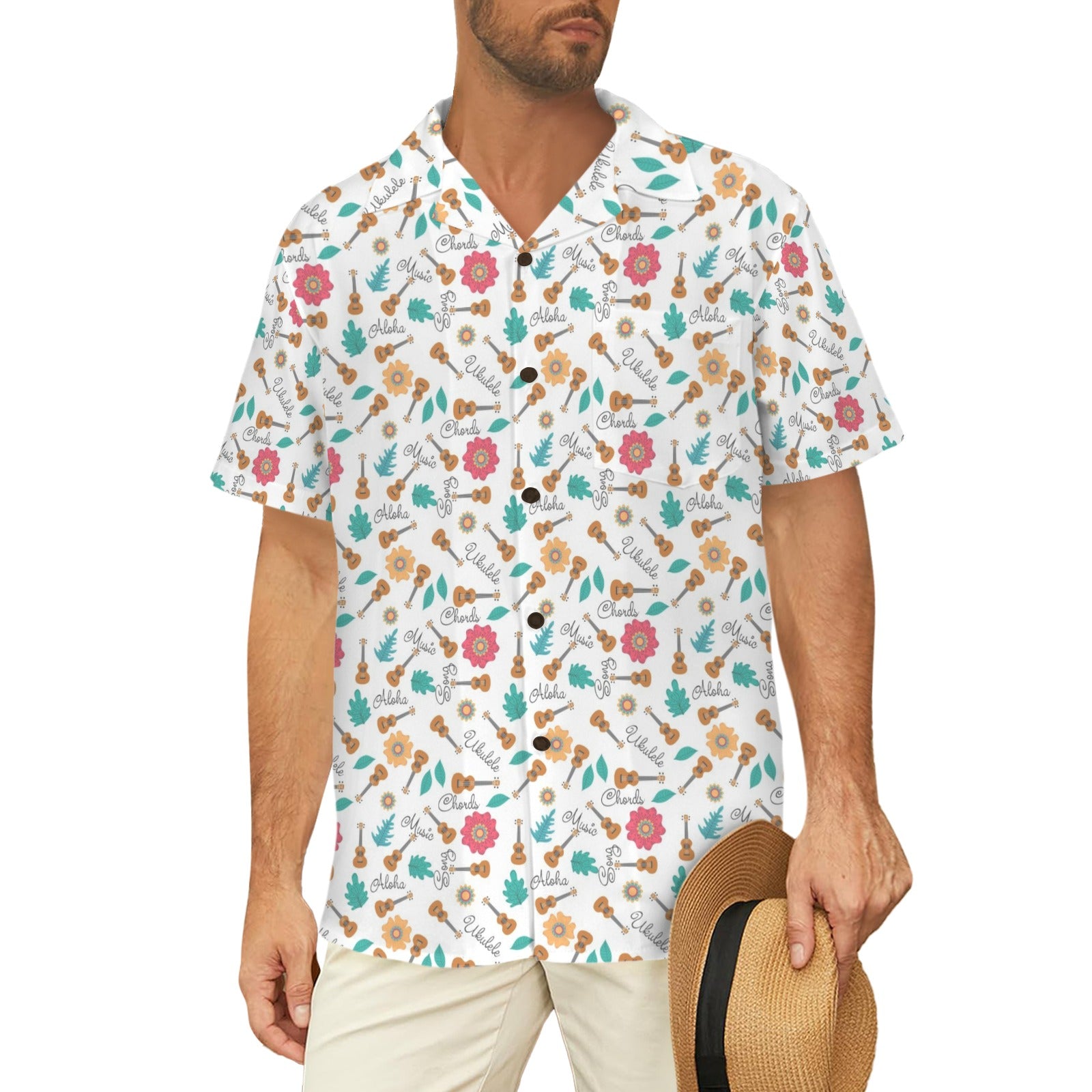 Ukulele - Men's Short Sleeve Hawaiian Shirt