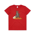 Cat Surfing On Pizza Kid's AS Colour T-shirt