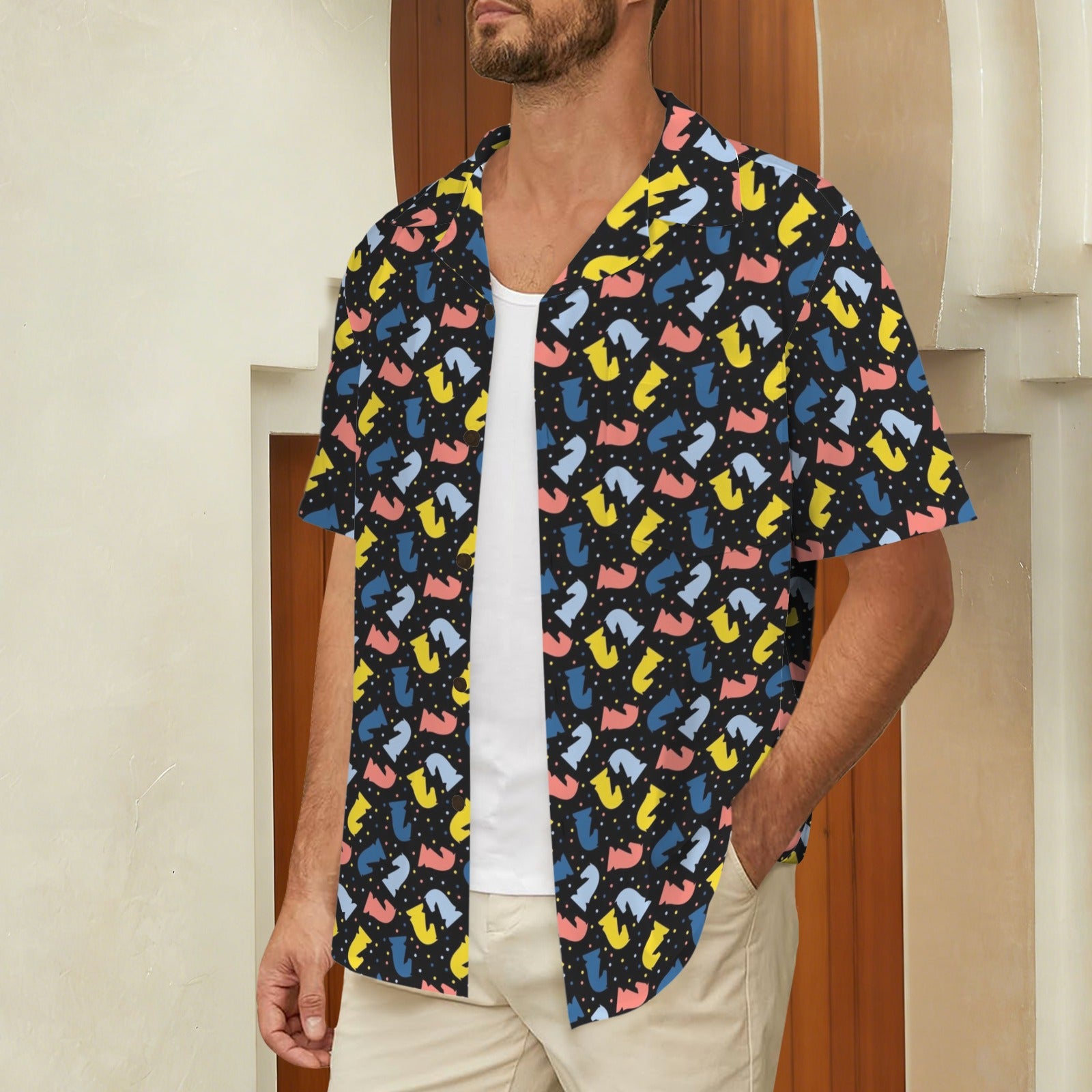 Colourful Chess Pattern Men's Hawaiian Shirt