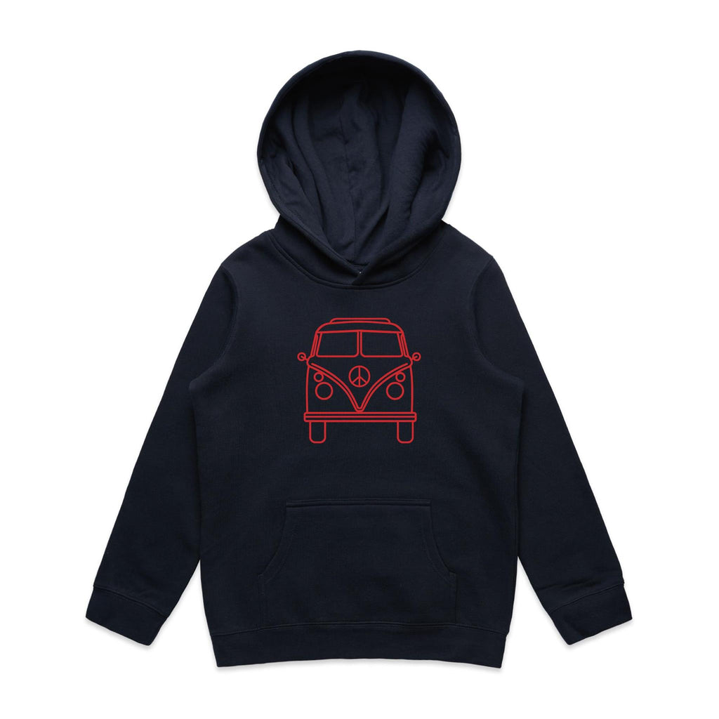 Beach Van - Kids Hoodie Navy Kids Hoodie Printed In Australia