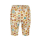 70's Style Floral Women's Bike Shorts With Side Pockets
