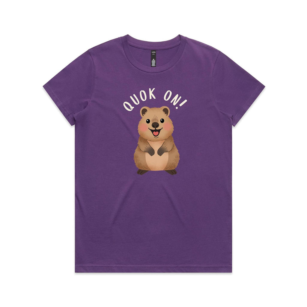 Quokka, Quok On Women's AS Colour T-shirt Purple Womens T-shirt animal Printed In Australia