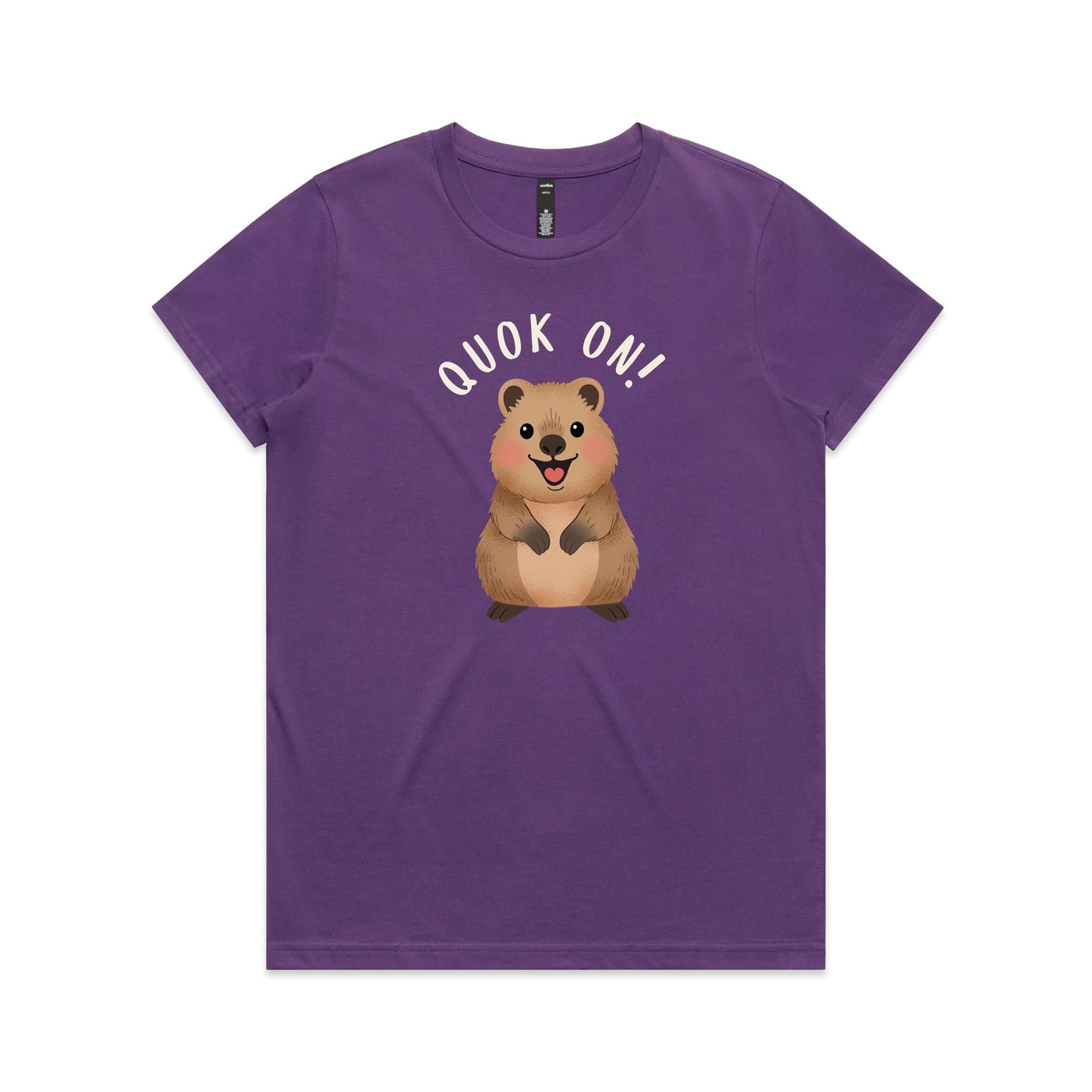 Quokka, Quok On Women's AS Colour T-shirt Purple Womens T-shirt animal Printed In Australia
