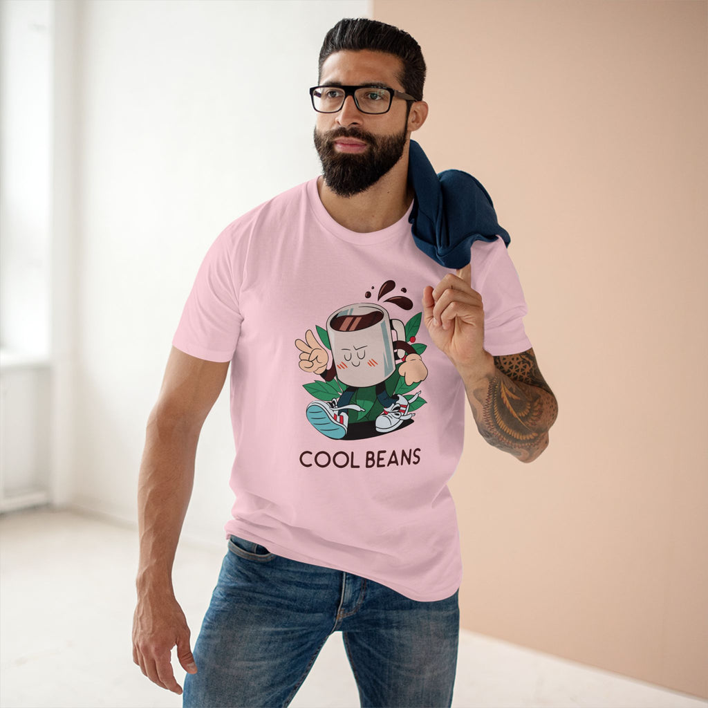 Cool Beans, Coffee - Men's Staple Tee Pink Mens Premium T-Shirt Coffee Printed in AU and US