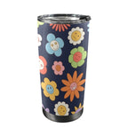 Groovy Flowers 20oz Mobile Tumbler with Lid (Black Lock) One Size 20oz Travel Mug Plants Printed Offshore Retro
