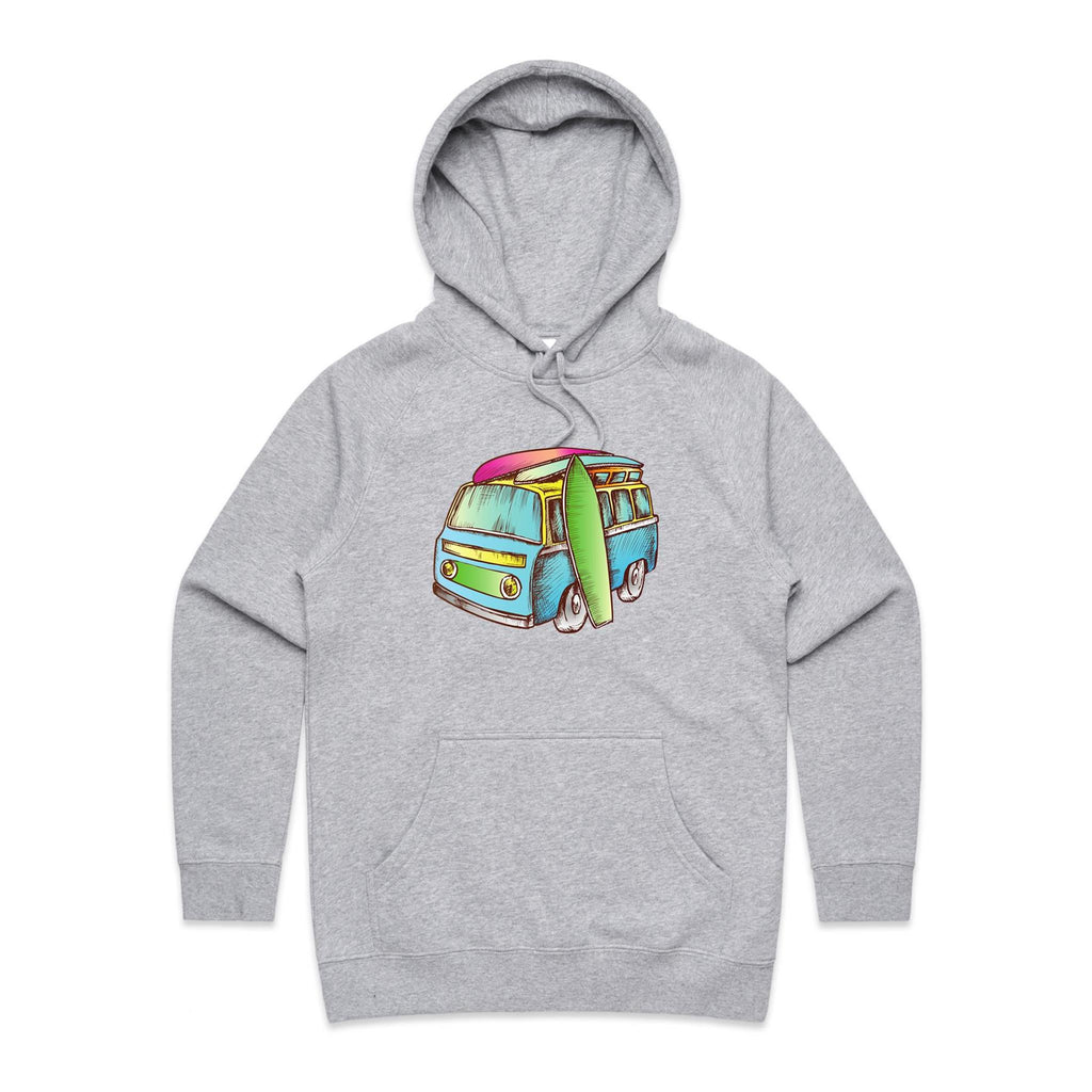 Surf Trip - Womens Hoodie Grey Marle Womens Hoodie Printed In Australia Surf