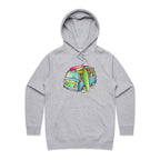Surf Trip - Womens Hoodie Grey Marle Womens Hoodie Printed In Australia Surf