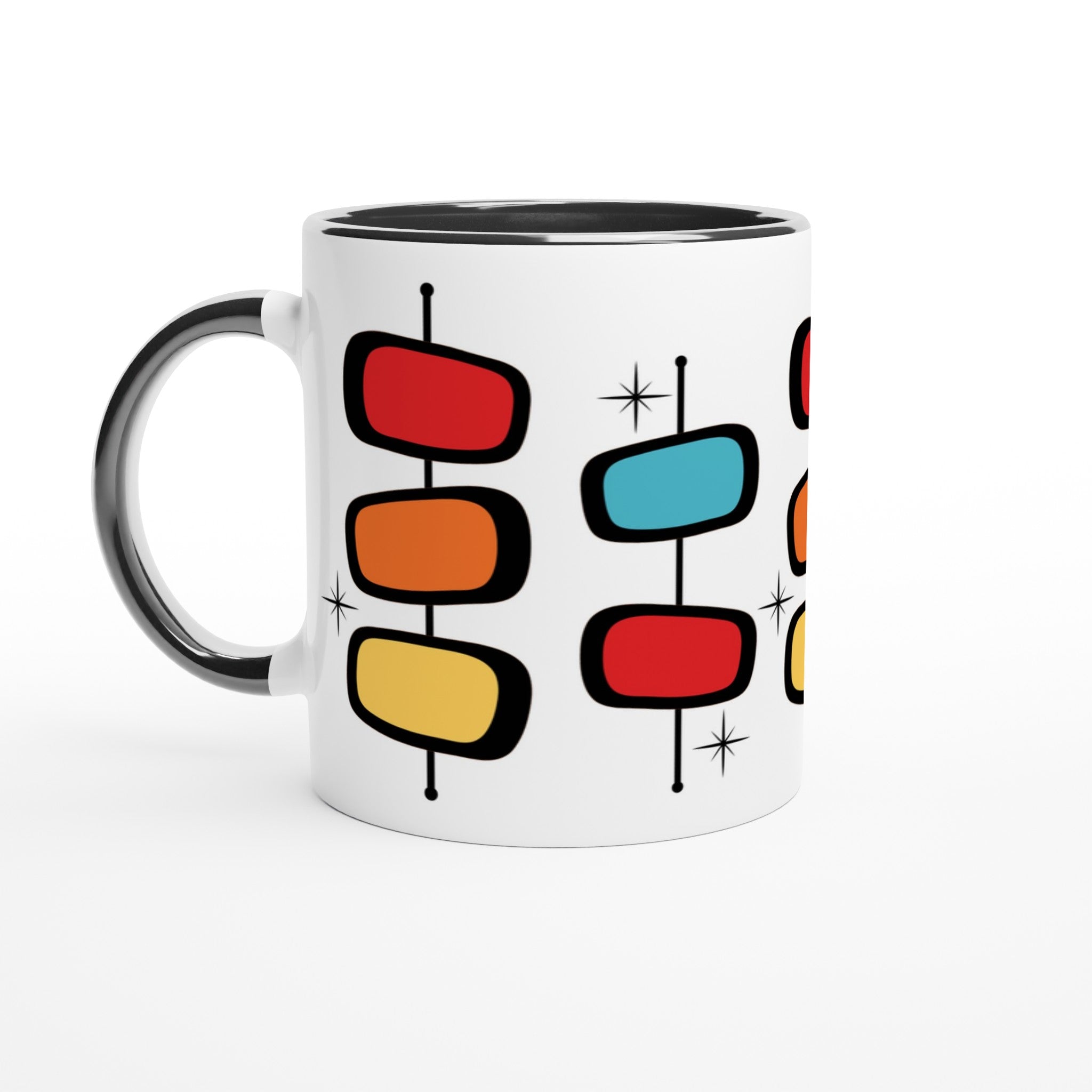 Retro Style - White 11oz Ceramic Mug with Colour Inside Ceramic Black Colour 11oz Mug Globally Fulfilled Retro