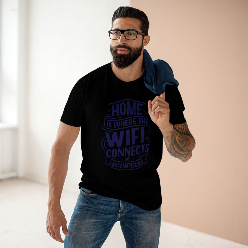 Home Is Where The WIFI Connects Automatically - Men's Staple Tee Black Mens Premium T-Shirt Printed in AU and US Tech