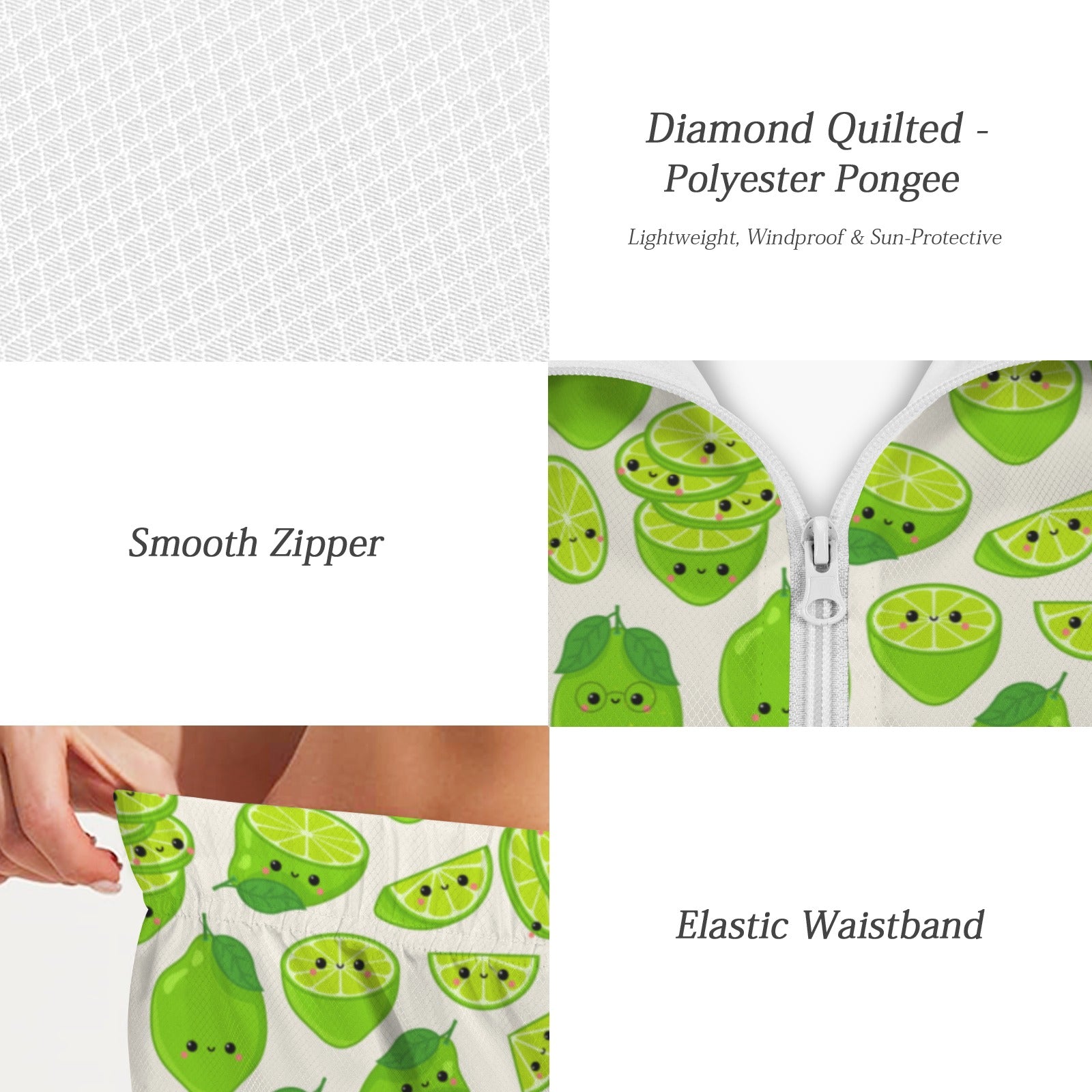 Cute Limes Women's Windbreaker Short Set Women's Windbreaker Short Set Food Printed Offshore