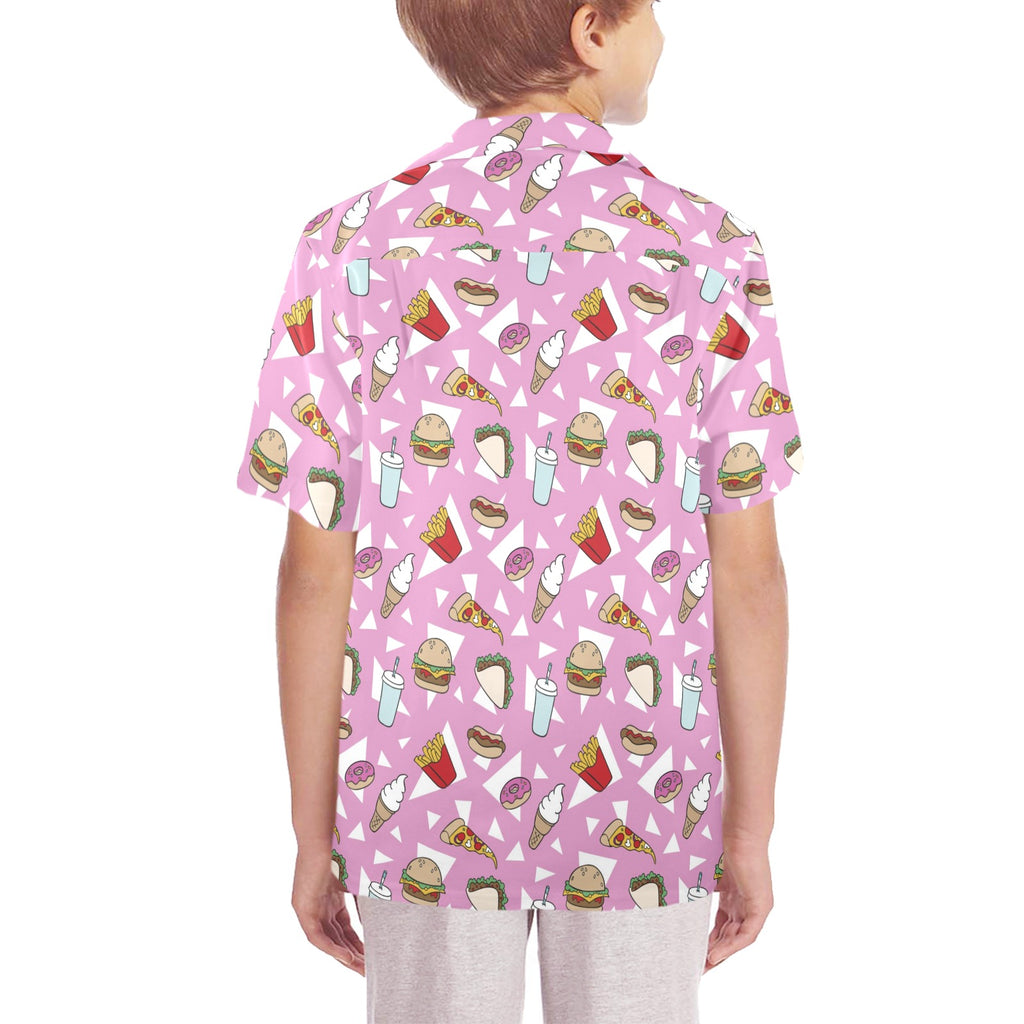 Fast Food Senior Kids Hawaiian Shirt Senior Kids Hawaiian Shirt 8-15 Food Printed Offshore