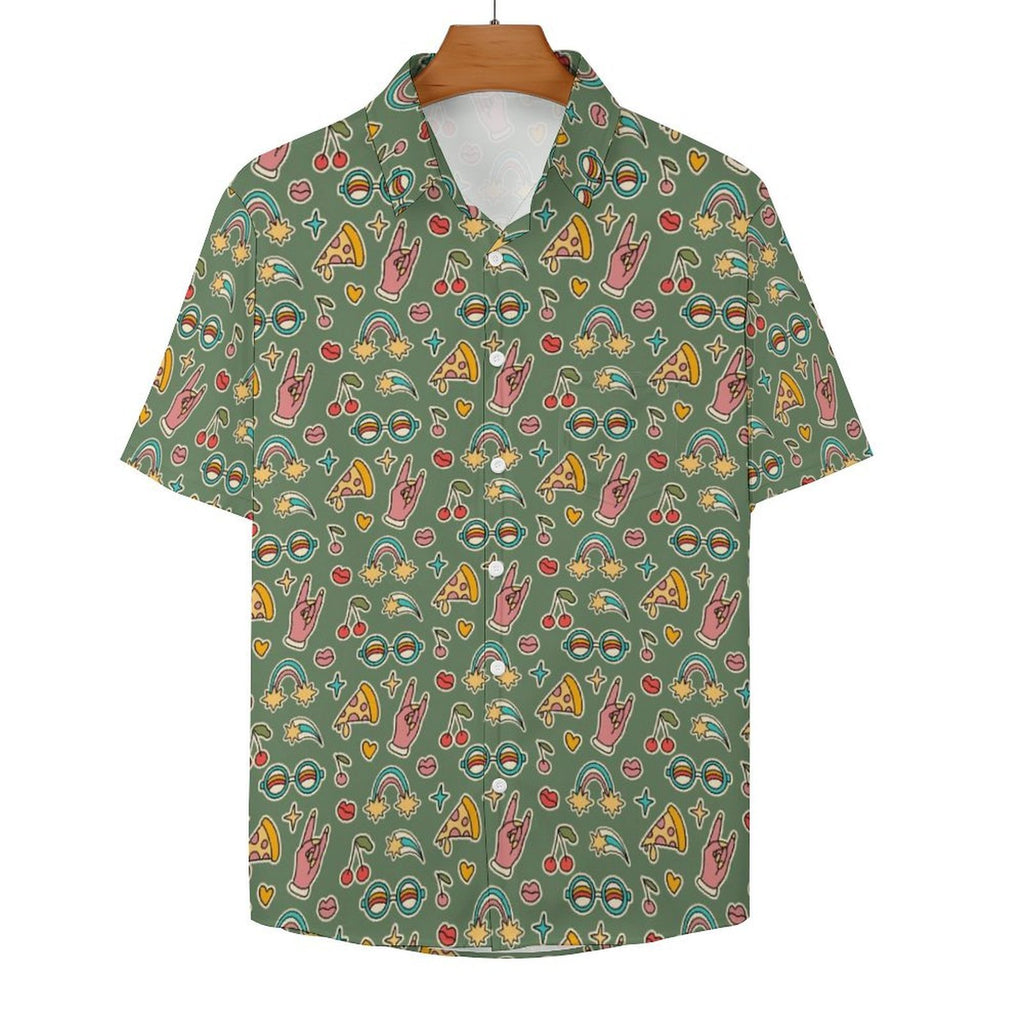Groovy Retro Women's Short-Sleeve Button Up Shirt