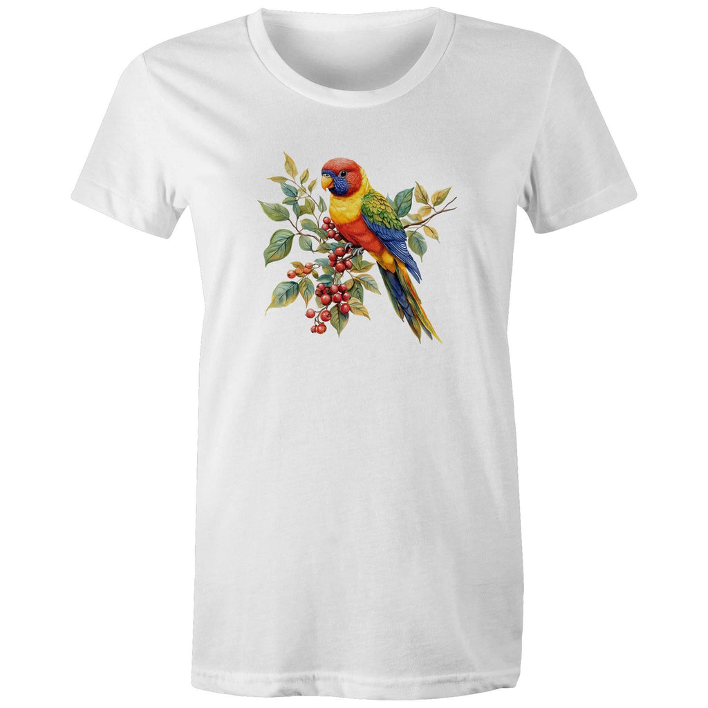 Lorikeet, Australian Birds - Womens T-shirt White Womens T-shirt animal Printed In Australia