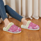 Pink Paisley Women's Fur Trim Thick-Sole Indoor Slippers Women's Fur Trimmed Slippers Printed Offshore