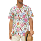 Australian Flowers Men's Short Sleeve Hawaiian Shirt Men's Hawaiian Shirt (New) Plants Printed Offshore